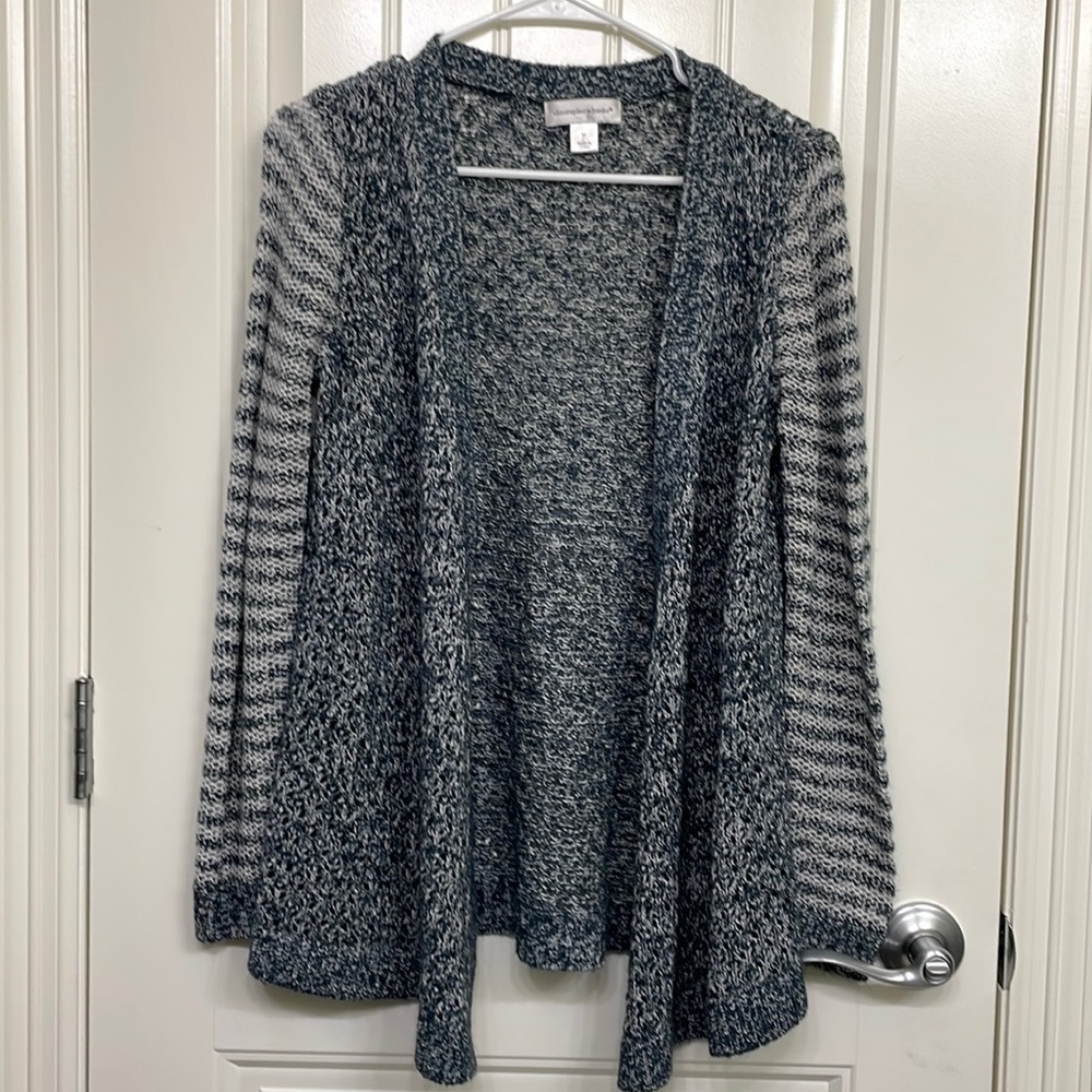 Christopher & Banks open front cardigan size medium white and blue